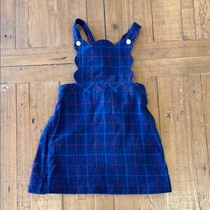 Bella bliss navy plaid scalloped jumper dress
